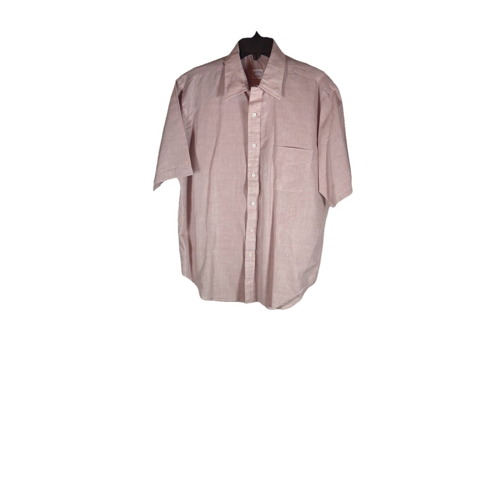 Brook Brothers Fabric of France Mens Linen Blend Shirt Short Sleeve L Dusty Rose